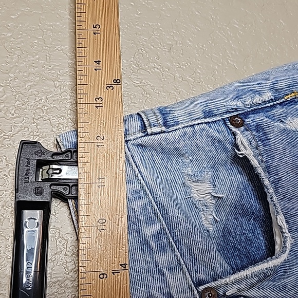 Agolde 24 Long Parker Shorts Distressed button fly cut offs - Picture 5 of 10